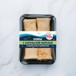 Блины с карельской форелью слабой соли и шпинатом