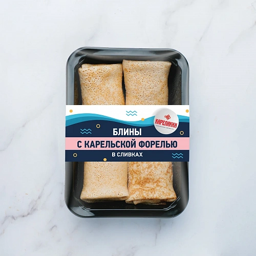 Блины с карельской форелью в сливках