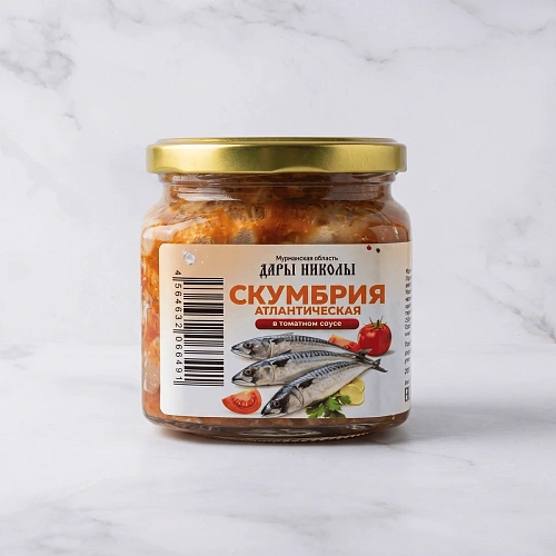Скумбрия атлантическая в томатном соусе 390 гр.