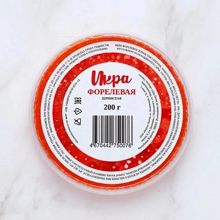 Икра форелевая зернистая 2 сорт пл/б 200 гр.